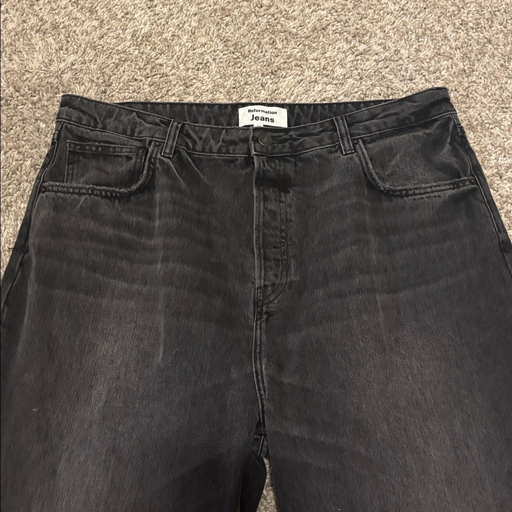 Reformation Women's Straight Leg Jeans - Dark Gray - Picture 3 of 12